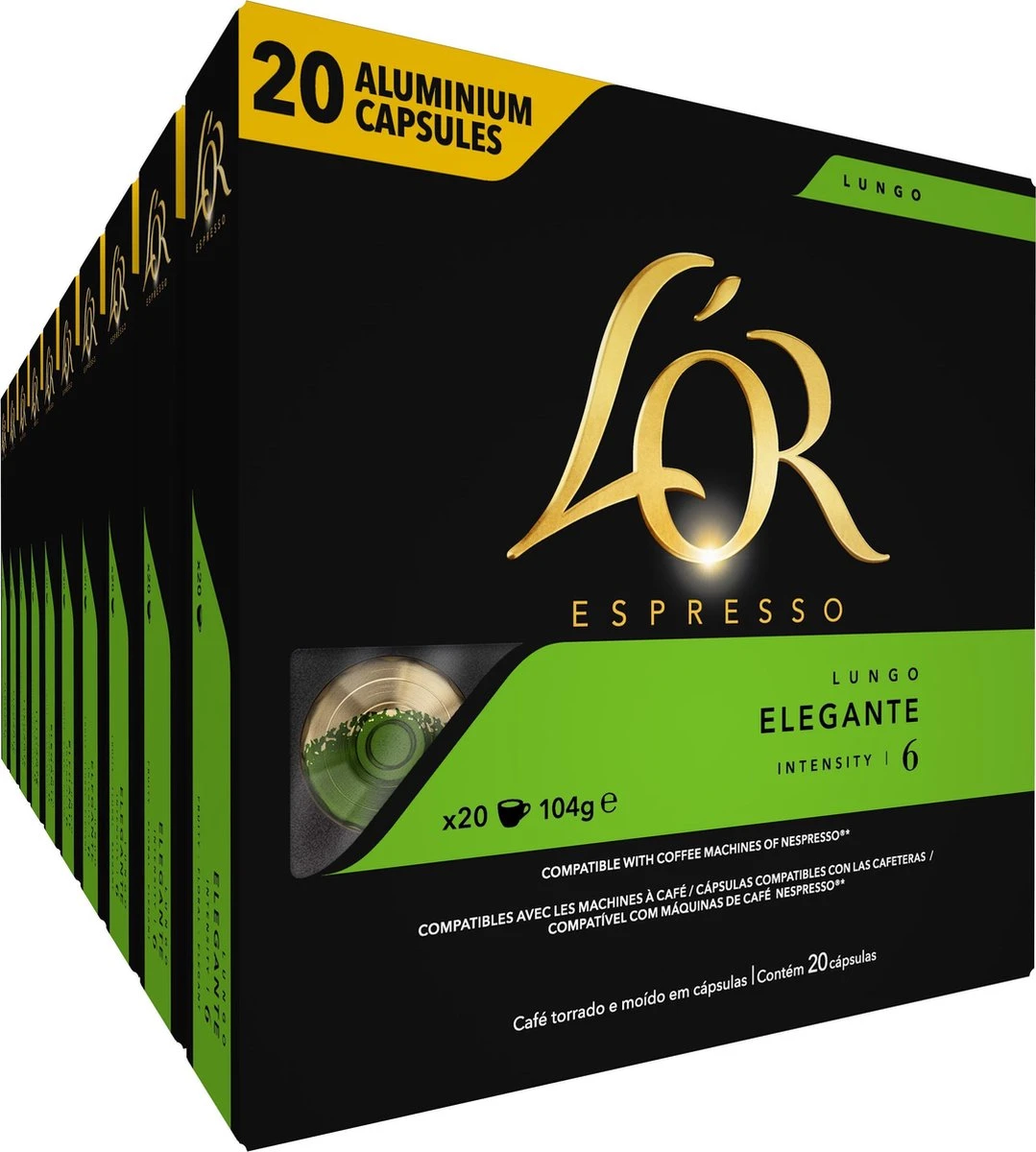 L'OR Lungo Elegante Koffiecups - Intensiteit 6/12 - 10 X 20 Capsules 3 L'OR Lungo Elegante Koffiecups - Intensiteit 6/12 - 10 X 20 Capsules