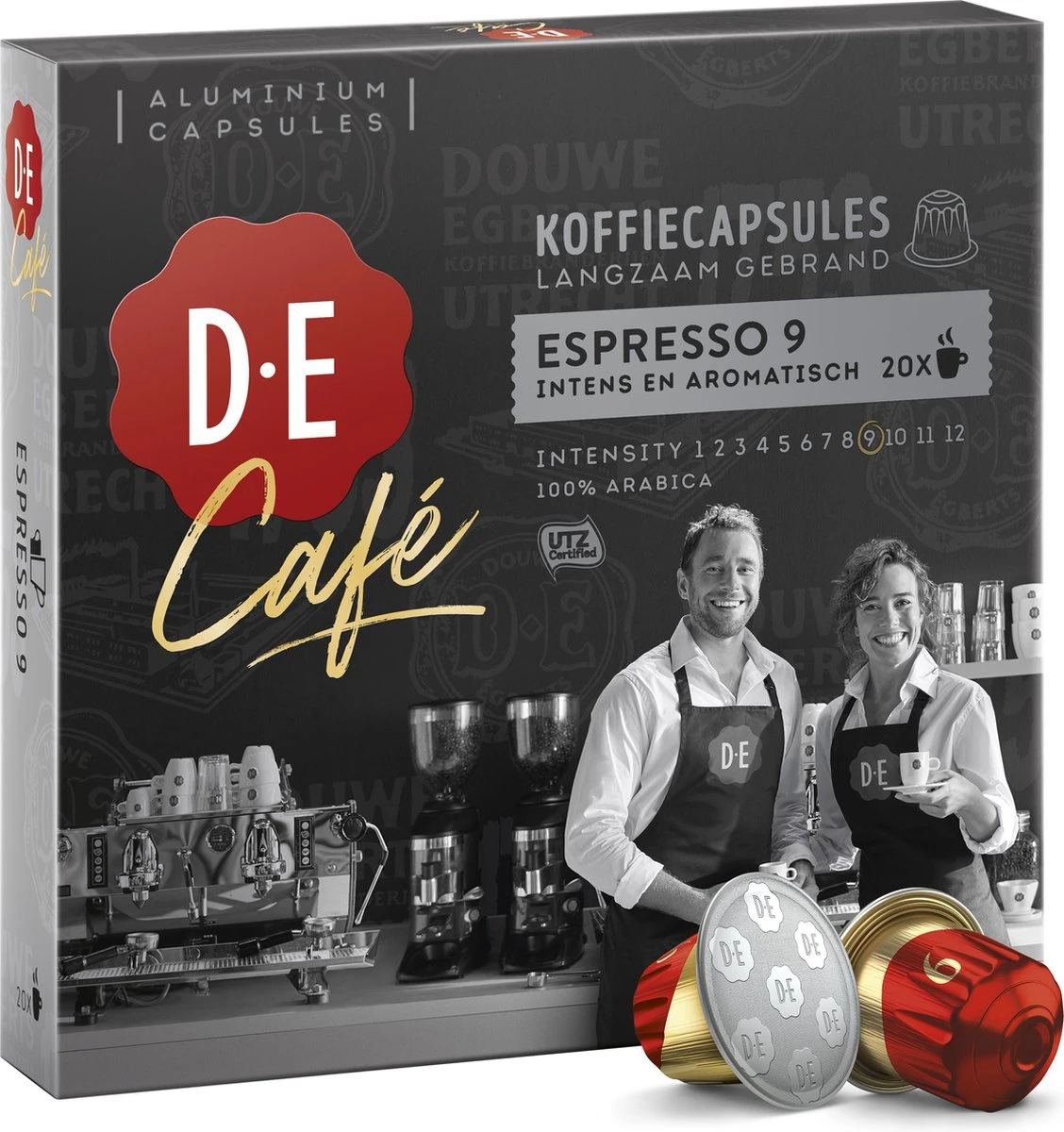 Douwe Egberts D.E Café Espresso Koffiecups - Intensiteit 9/12 - 10 X 20 Capsules 4 Douwe Egberts D.E Café Espresso Koffiecups - Intensiteit 9/12 - 10 X 20 Capsules - Afbeelding 2