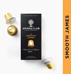 Aroma Club - Nespresso Compatible Capsules (120 St.) - No. 2 Smooth James - Intensiteit 3/5 - Espresso & Lungo - 100% Aluminium Koffiecups 12 Aroma Club - Nespresso Compatible Capsules (120 St.) - No. 2 Smooth James - Intensiteit 3/5 - Espresso & Lungo - 100% Aluminium Koffiecups -Koffieproducten 1160x1200