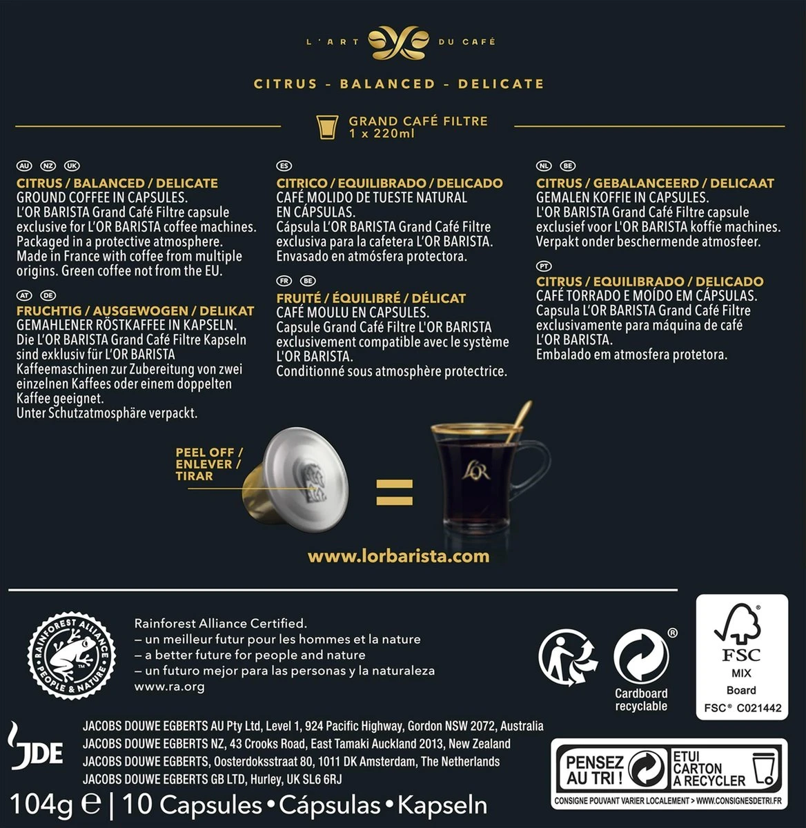 L'OR BARISTA XXL Filter Grand Matin (5) - 5 X 10 Koffiecups 4 L'OR BARISTA XXL Filter Grand Matin (5) - 5 X 10 Koffiecups - Afbeelding 2