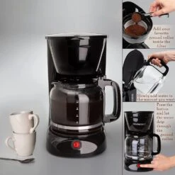 12-Cup Countertop Drip Coffee Maker - Programmable Coffee Machine For 8-10 People, Easy To Clean -Koffieproducten 12 Cup Countertop Drip Coffee Maker Programmable Coffee Machine for 8 10 People2C Easy to Clean 4