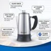 12-Cup Electric Coffee Percolator Clear Brew Progress Knob 1 12-Cup Electric Coffee Percolator Clear Brew Progress Knob -Koffieproducten 12 Cup Electric Coffee Percolator Clear Brew Progress Knob Cool Touch Handle Cord