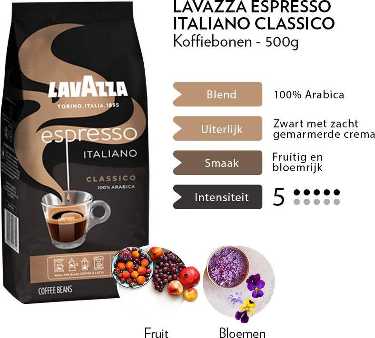 Lavazza Espresso Italiano Classico Koffiebonen - 500 Gram X6 5 Lavazza Espresso Italiano Classico Koffiebonen - 500 Gram X6 - Afbeelding 3