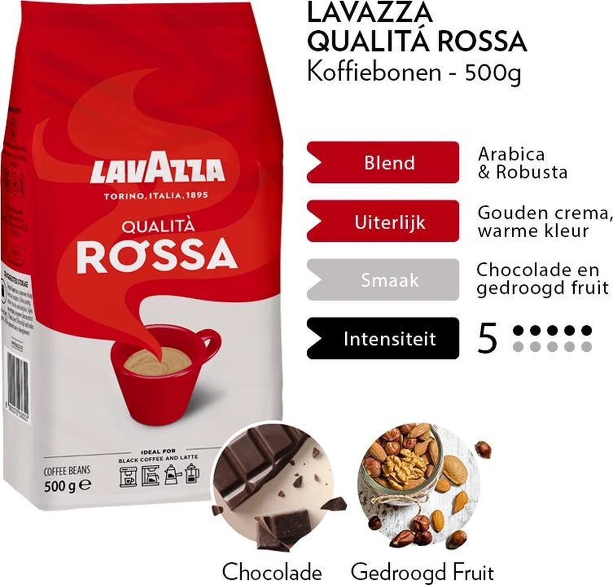 Lavazza Qualita Rossa Koffiebonen - 500 Gram X6 5 Lavazza Qualita Rossa Koffiebonen - 500 Gram X6 - Afbeelding 3