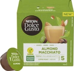 Nescafé Dolce Gusto Almond Macchiato Capsules - Vegan Koffie - 36 Koffiecups -Koffieproducten 1200x1151
