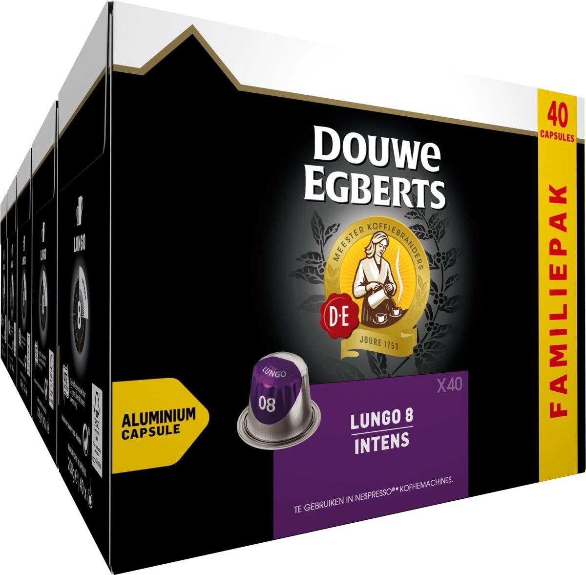 Douwe Egberts Lungo Intens (8) - 5 X 40 Koffiecups 3 Douwe Egberts Lungo Intens (8) - 5 X 40 Koffiecups