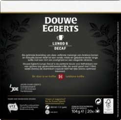 Douwe Egberts Lungo Decaf (6) - 10 X 20 Koffiecups 10 Douwe Egberts Lungo Decaf (6) - 10 X 20 Koffiecups -Koffieproducten 1200x1186 1