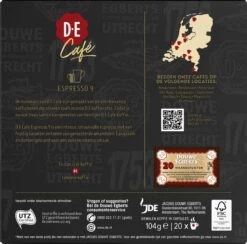 Douwe Egberts D.E Café Espresso Koffiecups - Intensiteit 9/12 - 10 X 20 Capsules 12 Douwe Egberts D.E Café Espresso Koffiecups - Intensiteit 9/12 - 10 X 20 Capsules -Koffieproducten 1200x1186 3
