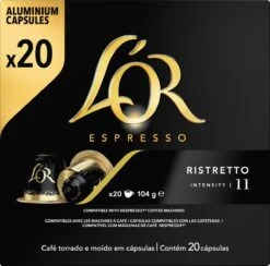 L'OR Espresso Ristretto Koffiecups - Intensiteit 11/12 - 10 X 20 Capsules -Koffieproducten 1200x1187