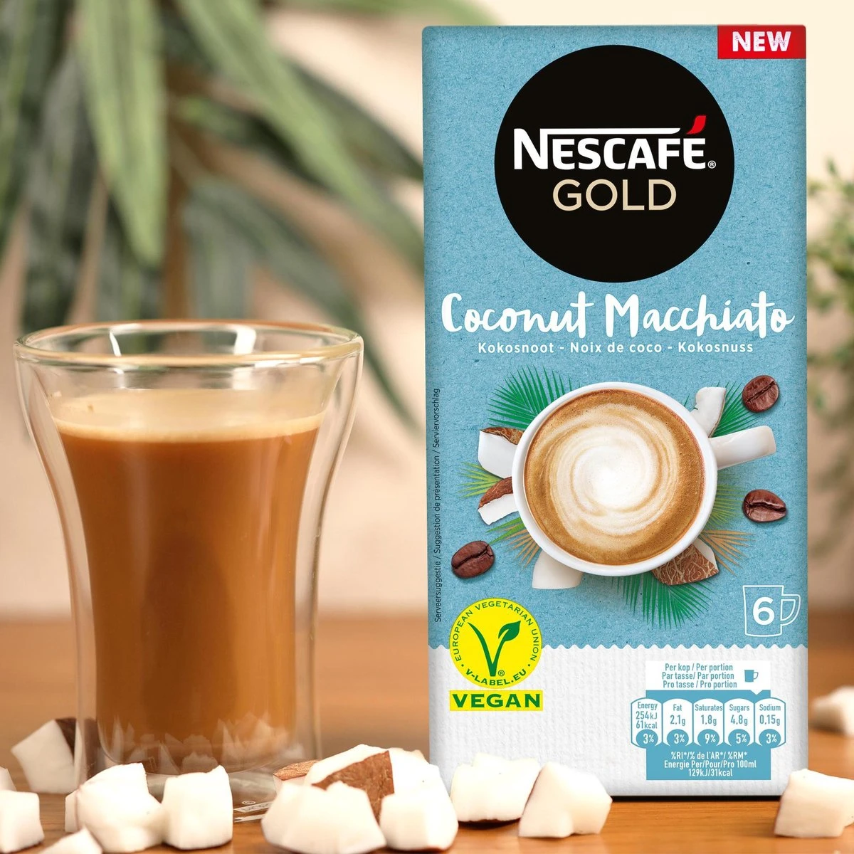 Nescafé Gold Coconut Macchiato Oploskoffie - 6 Doosjes à 6 Zakjes 7 Nescafé Gold Coconut Macchiato Oploskoffie - 6 Doosjes à 6 Zakjes - Afbeelding 5