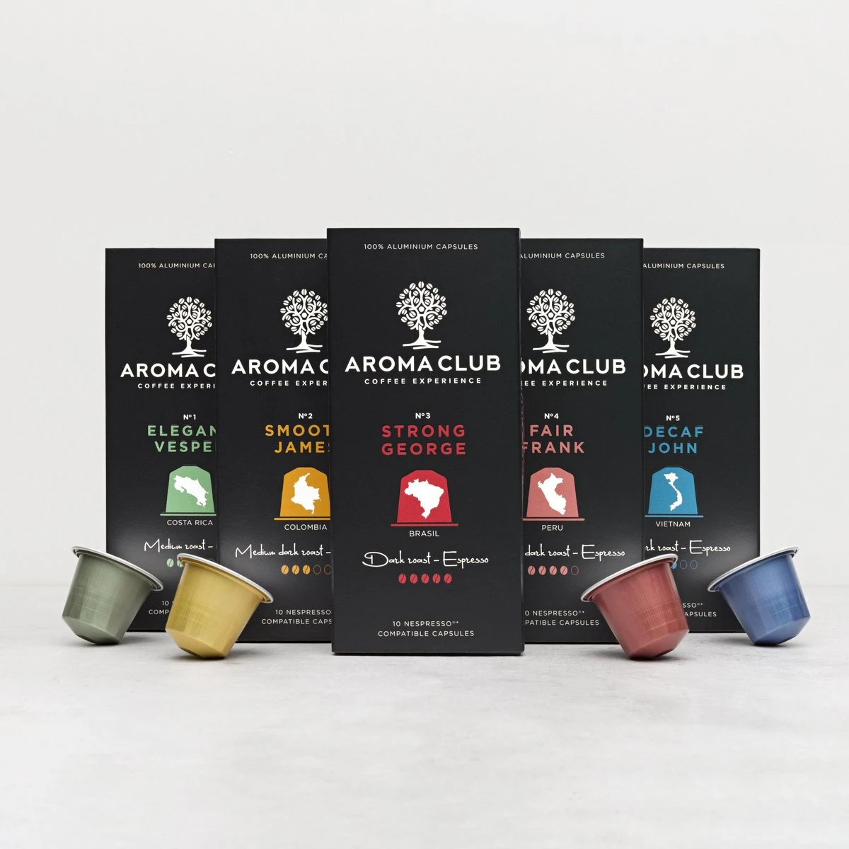 Aroma Club - Nespresso Compatible Capsules (120 St.) - No. 5 Decaf John - Intensiteit 3/5 - Decaf - 100% Aluminium Koffiecups 8 Aroma Club - Nespresso Compatible Capsules (120 St.) - No. 5 Decaf John - Intensiteit 3/5 - Decaf - 100% Aluminium Koffiecups - Afbeelding 6