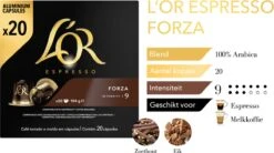 L'OR Espresso Forza Koffiecups - Intensiteit 9/12 - 10 X 20 Capsules 20 L'OR Espresso Forza Koffiecups - Intensiteit 9/12 - 10 X 20 Capsules -Koffieproducten 1200x669