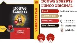 Douwe Egberts Lungo Original Koffiecups - Intensiteit 6/12 - 10 X 20 Capsules 14 Douwe Egberts Lungo Original Koffiecups - Intensiteit 6/12 - 10 X 20 Capsules -Koffieproducten 1200x674