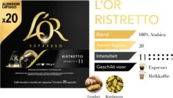 L'OR Espresso Ristretto Koffiecups - Intensiteit 11/12 - 10 X 20 Capsules -Koffieproducten 1200x685