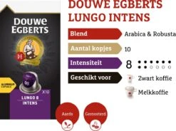Douwe Egberts Lungo Intens Koffiecups - Intensiteit 8/12 - 10 X 10 Capsules 15 Douwe Egberts Lungo Intens Koffiecups - Intensiteit 8/12 - 10 X 10 Capsules -Koffieproducten 1200x894