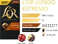 L'OR Lungo Estremo Koffiecups - Intensiteit 10/12 - 10 X 10 Capsules 19 L'OR Lungo Estremo Koffiecups - Intensiteit 10/12 - 10 X 10 Capsules -Koffieproducten 1200x907