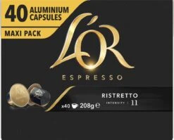 L'OR Espresso Ristretto Koffiecups - Intensiteit 11/12 - 4 X 40 Capsules 22 L'OR Espresso Ristretto Koffiecups - Intensiteit 11/12 - 4 X 40 Capsules -Koffieproducten 1200x965 2