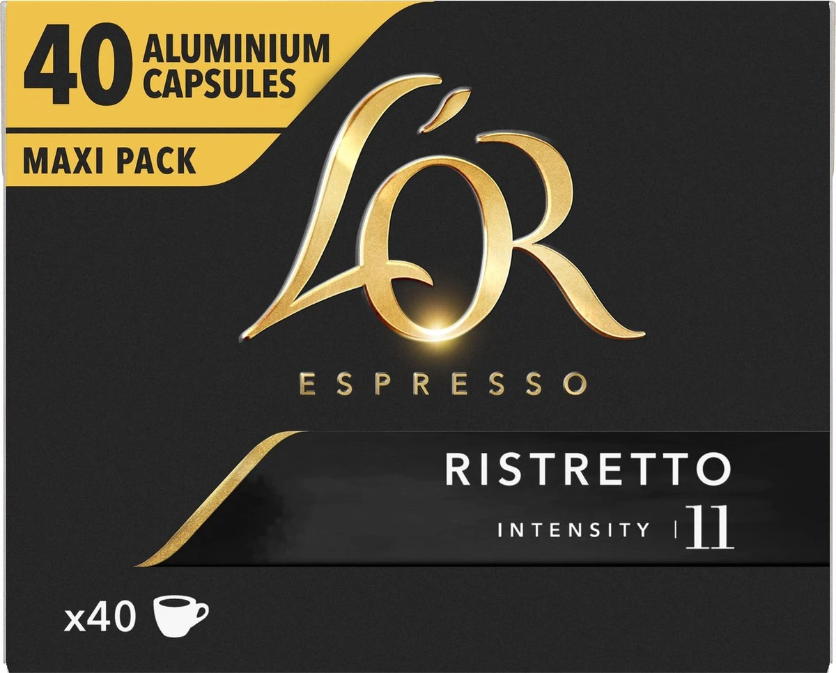 L'OR Espresso Ristretto Koffiecups - Intensiteit 11/12 - 4 X 40 Capsules 4 L'OR Espresso Ristretto Koffiecups - Intensiteit 11/12 - 4 X 40 Capsules - Afbeelding 2