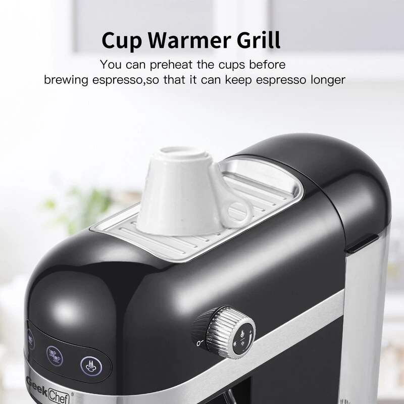 1350W 2 Cup Black Espresso Machine 20 Bar Compact Coffee Maker 6 1350W 2 Cup Black Espresso Machine 20 Bar Compact Coffee Maker - Afbeelding 4