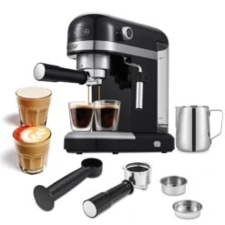 1350W 2 Cup Black Espresso Machine 20 Bar Compact Coffee Maker 15 1350W 2 Cup Black Espresso Machine 20 Bar Compact Coffee Maker -Koffieproducten 1350W 2 Cup Black Espresso Machine 20 Bar Compact Coffee Maker 6