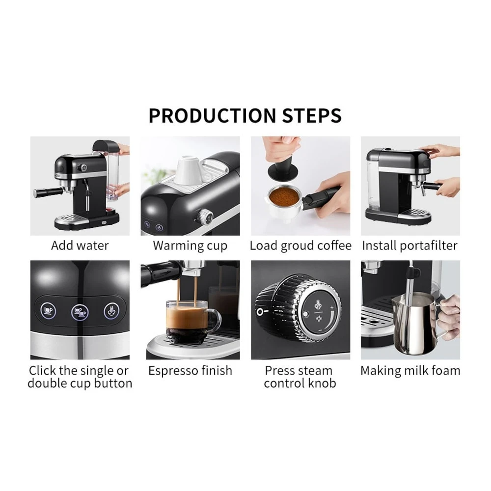 20 Bar High-Performance Espresso Machine With Detachable Water Tank And Thermo Block System 12 20 Bar High-Performance Espresso Machine With Detachable Water Tank And Thermo Block System - Afbeelding 11