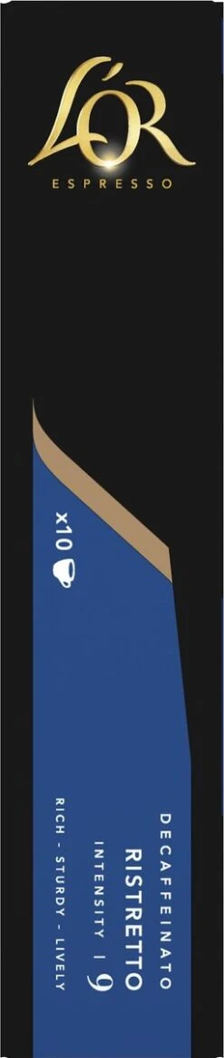 L'OR Espresso Ristretto Decaffeinato - Intensiteit 9/12 - 10 X 10 Capsules -Koffieproducten 255x1200 9