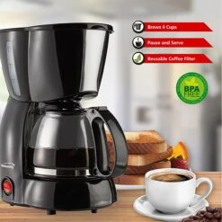 4 Cup Coffee Maker In Black -Koffieproducten 4 Cup Coffee Maker in Black 4