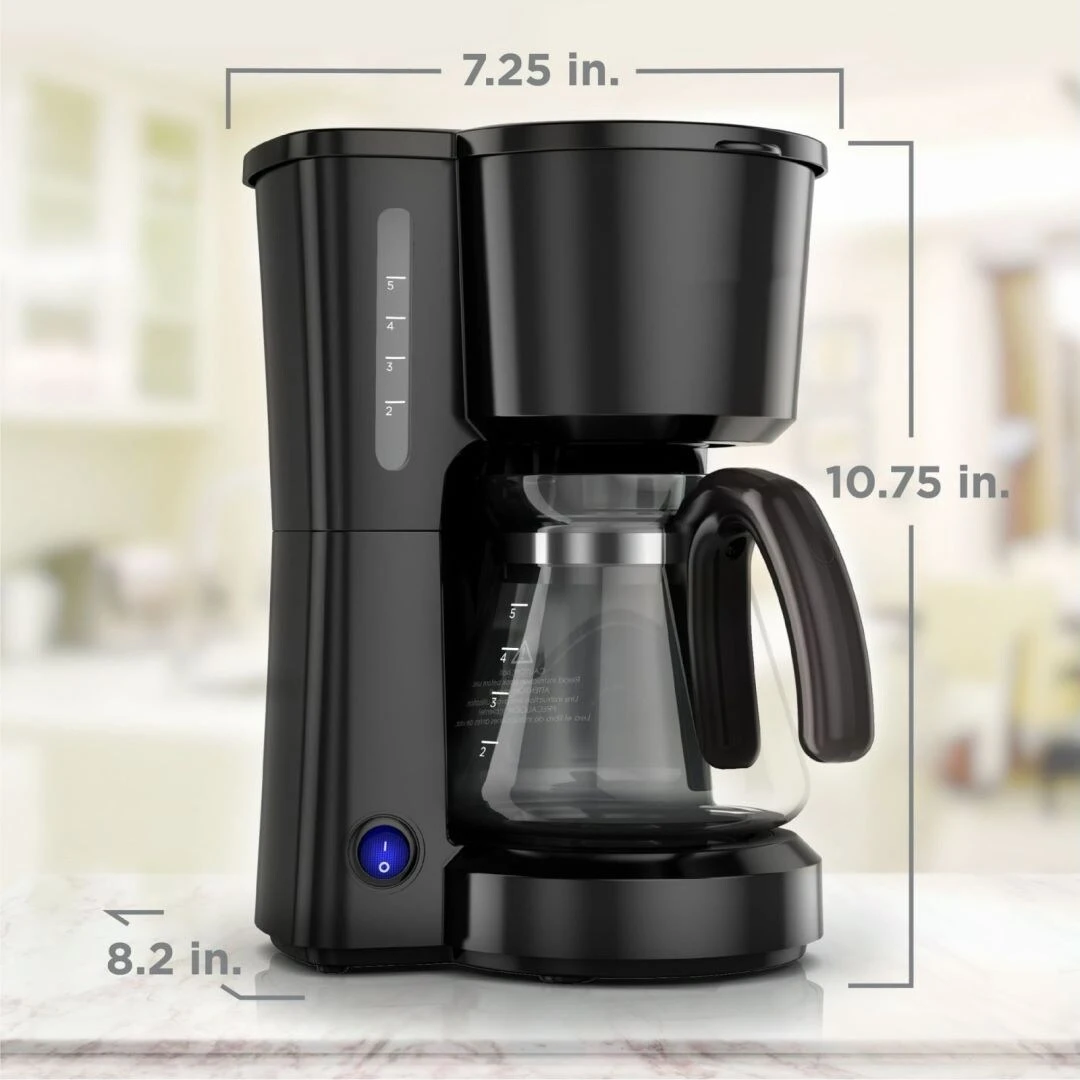 5-Cup Coffee Maker, Compact Design, Black 6 5-Cup Coffee Maker, Compact Design, Black - Afbeelding 4