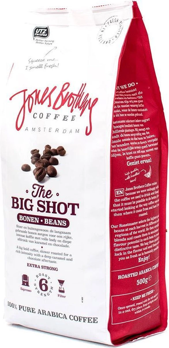 Jones Brothers Coffee The Big Shot Koffiebonen - 6 X 500 Gram 8 Jones Brothers Coffee The Big Shot Koffiebonen - 6 X 500 Gram - Afbeelding 6