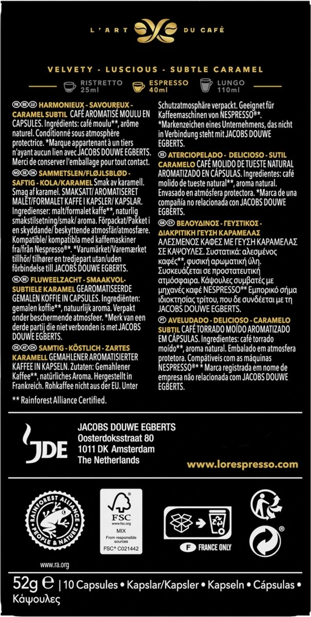 L'OR Espresso Caramel Koffiecups - 10 X 10 Capsules 4 L'OR Espresso Caramel Koffiecups - 10 X 10 Capsules - Afbeelding 2