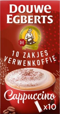 Douwe Egberts Verwenkoffie Cappuccino Oploskoffie - 5 X 10 Zakjes -Koffieproducten 630x1200 1