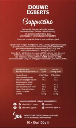 Douwe Egberts Verwenkoffie Cappuccino Oploskoffie - 5 X 10 Zakjes -Koffieproducten 713x1200 1