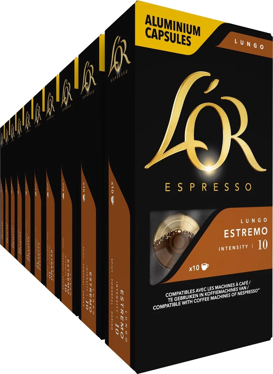 L'OR Lungo Estremo Koffiecups - Intensiteit 10/12 - 10 X 10 Capsules 3 L'OR Lungo Estremo Koffiecups - Intensiteit 10/12 - 10 X 10 Capsules