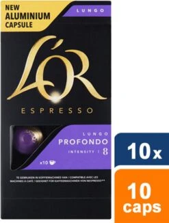 L'OR Lungo Profondo Koffiecups - Intensiteit 8/12 - 10 X 10 Capsules 25 L'OR Lungo Profondo Koffiecups - Intensiteit 8/12 - 10 X 10 Capsules -Koffieproducten 909x1200 1