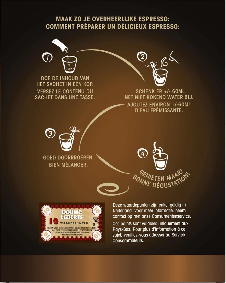 Douwe Egberts Espresso Sticks Oploskoffie - 6 X 25 Zakjes 5 Douwe Egberts Espresso Sticks Oploskoffie - 6 X 25 Zakjes - Afbeelding 3