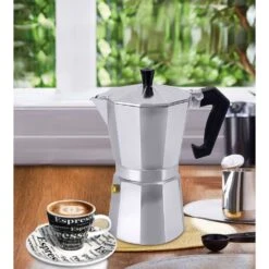 Bene Casa 6 Cup Aluminum Espresso Maker, Stove Top Espresso Maker, Single Shot - 6 Cup -Koffieproducten Bene Casa 6 cup aluminum espresso maker2C stove top espresso maker2C single shot 3