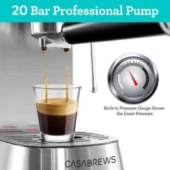 CASABREWS CM5418 Espresso Machine 20Bar Steam Milk Frothing Machine -Koffieproducten CASABREWS CM5418 Espresso Machine 20Bar with Stainless Steel Milk Frother 2