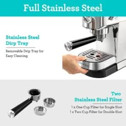 CASABREWS CM5418 Espresso Machine 20Bar Steam Milk Frothing Machine -Koffieproducten CASABREWS CM5418 Espresso Machine 20Bar with Stainless Steel Milk Frother 6