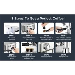 Coffee Maker Espresso Machine 20 Bar With Milk Frother Espresso Maker 22 Coffee Maker Espresso Machine 20 Bar With Milk Frother Espresso Maker -Koffieproducten Coffee Maker Espresso Machine 20 Bar with milk frother Espresso Maker 7
