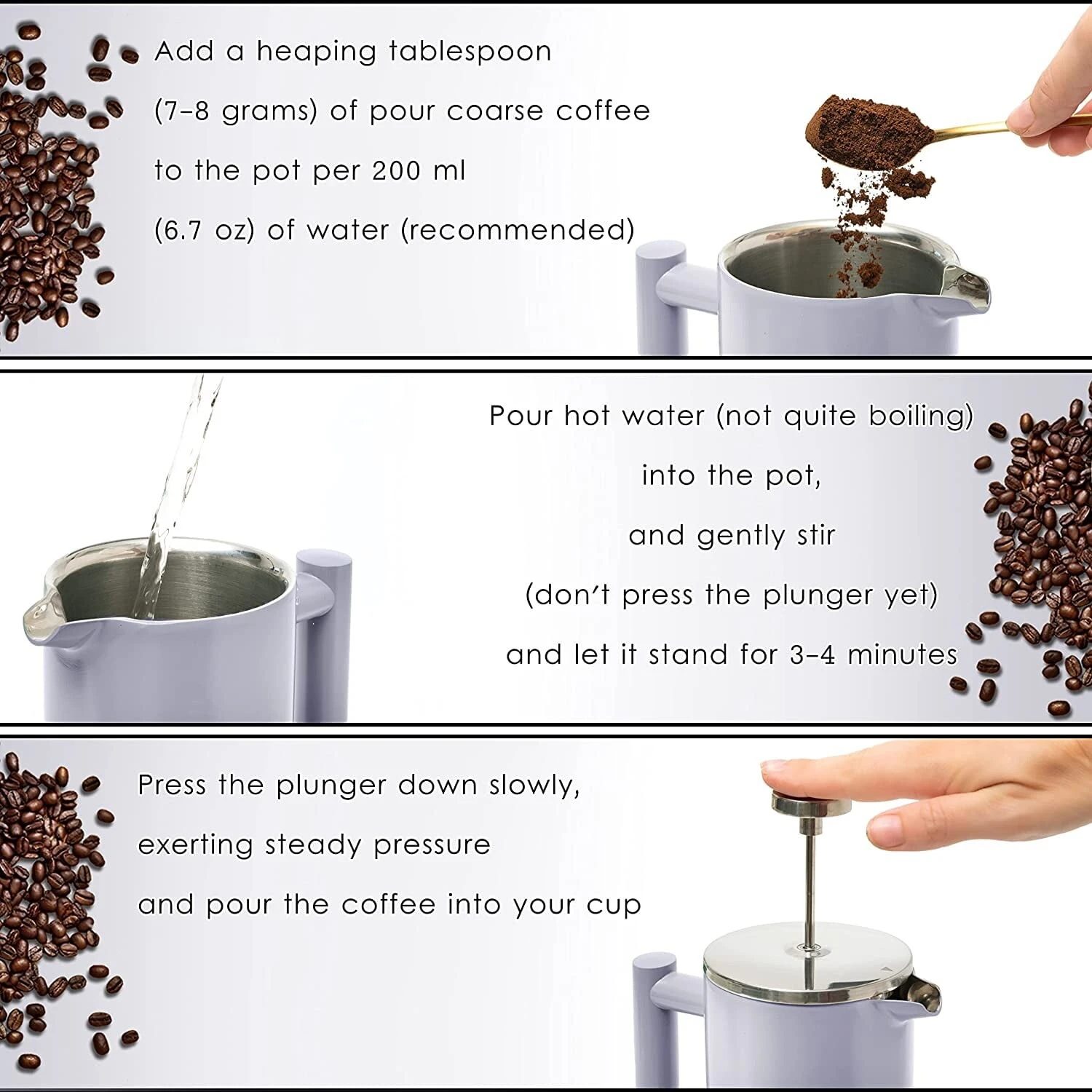 Coffee Maker, Double Wall Metal Insulation 3 Coffee Maker, Double Wall Metal Insulation