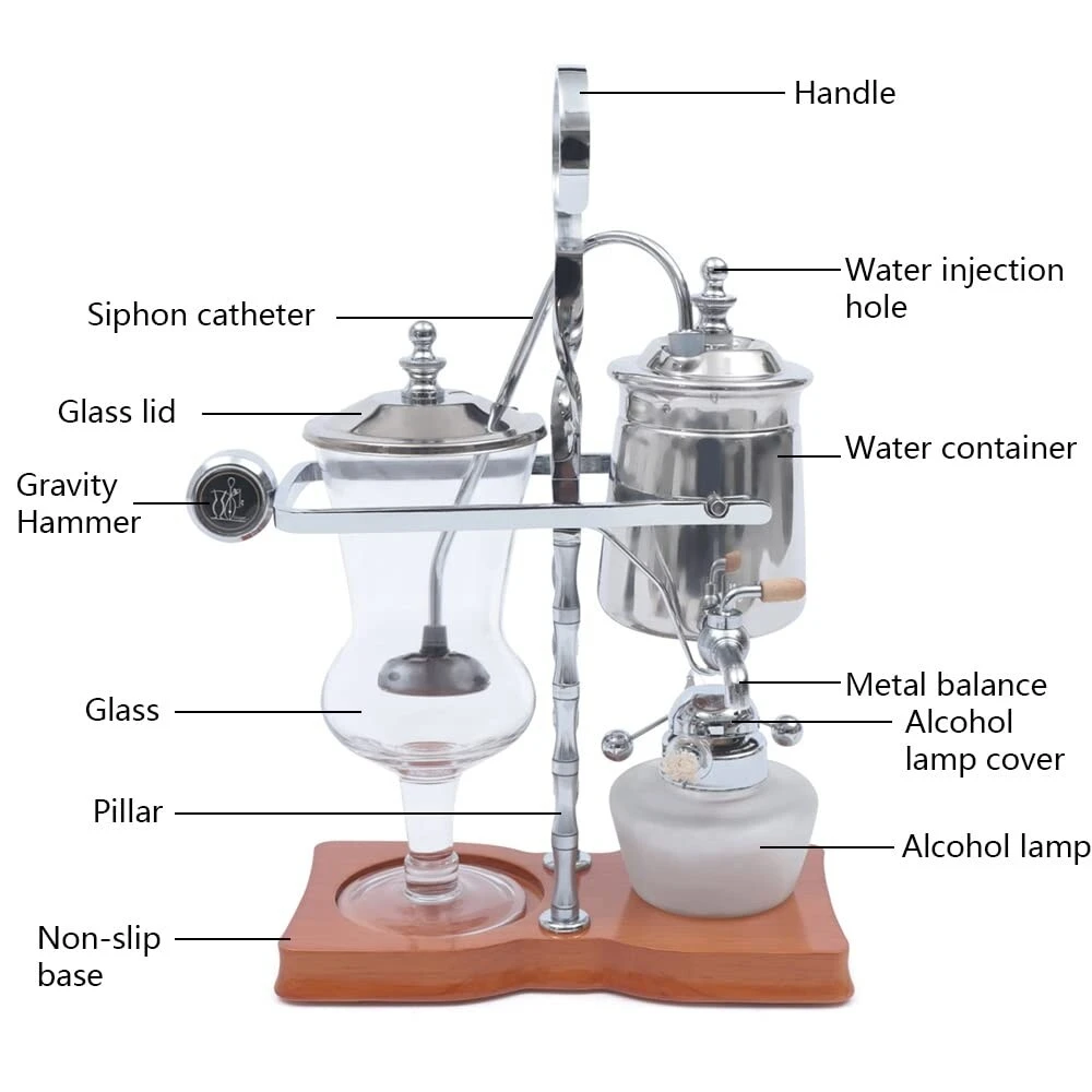 Coffee Maker, Elegant Double Ridged Fulcrum With Handle, Luxury Silver Coffee Maker, Antique Coffee Tea Brewer, Tea Maker 8 Coffee Maker, Elegant Double Ridged Fulcrum With Handle, Luxury Silver Coffee Maker, Antique Coffee Tea Brewer, Tea Maker - Afbeelding 6