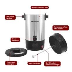Elite Cuisine Stainless Steel 30 Cup Coffee Urn 8 Elite Cuisine Stainless Steel 30 Cup Coffee Urn -Koffieproducten Elite Cuisine Stainless Steel 30 cup Coffee Urn 1