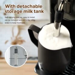 Espresso Machine Fully Automatic Coffee Machine With Milk Tank, Silver 19 Espresso Machine Fully Automatic Coffee Machine With Milk Tank, Silver -Koffieproducten Espresso Machine Fully Automatic Coffee Machine with Milk Tank2C Silver 7