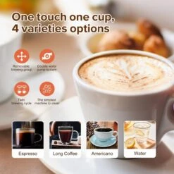 Espresso Machine With Stainless Steel Cup Warmer Function, Automatically Alarm, Memory, 6 Grades Adjustable Bean Grinding System -Koffieproducten Espresso Machine with Stainless Steel Cup Warmer Function2C Automatically Alarm2C Memory2C 6 Grades Adjustable Bean Grinding System 5