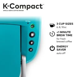K-Compact Single-Serve K-Cup Pod Coffee Maker, Turquoise -Koffieproducten K Compact Single Serve K Cup Pod Coffee Maker2C Turquoise 3