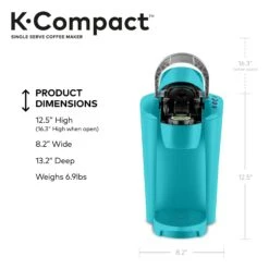K-Compact Single-Serve K-Cup Pod Coffee Maker, Turquoise -Koffieproducten K Compact Single Serve K Cup Pod Coffee Maker2C Turquoise 5