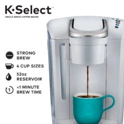 K-Select Single-Serve K-Cup Pod Coffee Maker, Matte White -Koffieproducten K Select Single Serve K Cup Pod Coffee Maker2C Matte White 2