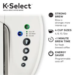 K-Select Single-Serve K-Cup Pod Coffee Maker, Matte White -Koffieproducten K Select Single Serve K Cup Pod Coffee Maker2C Matte White 6