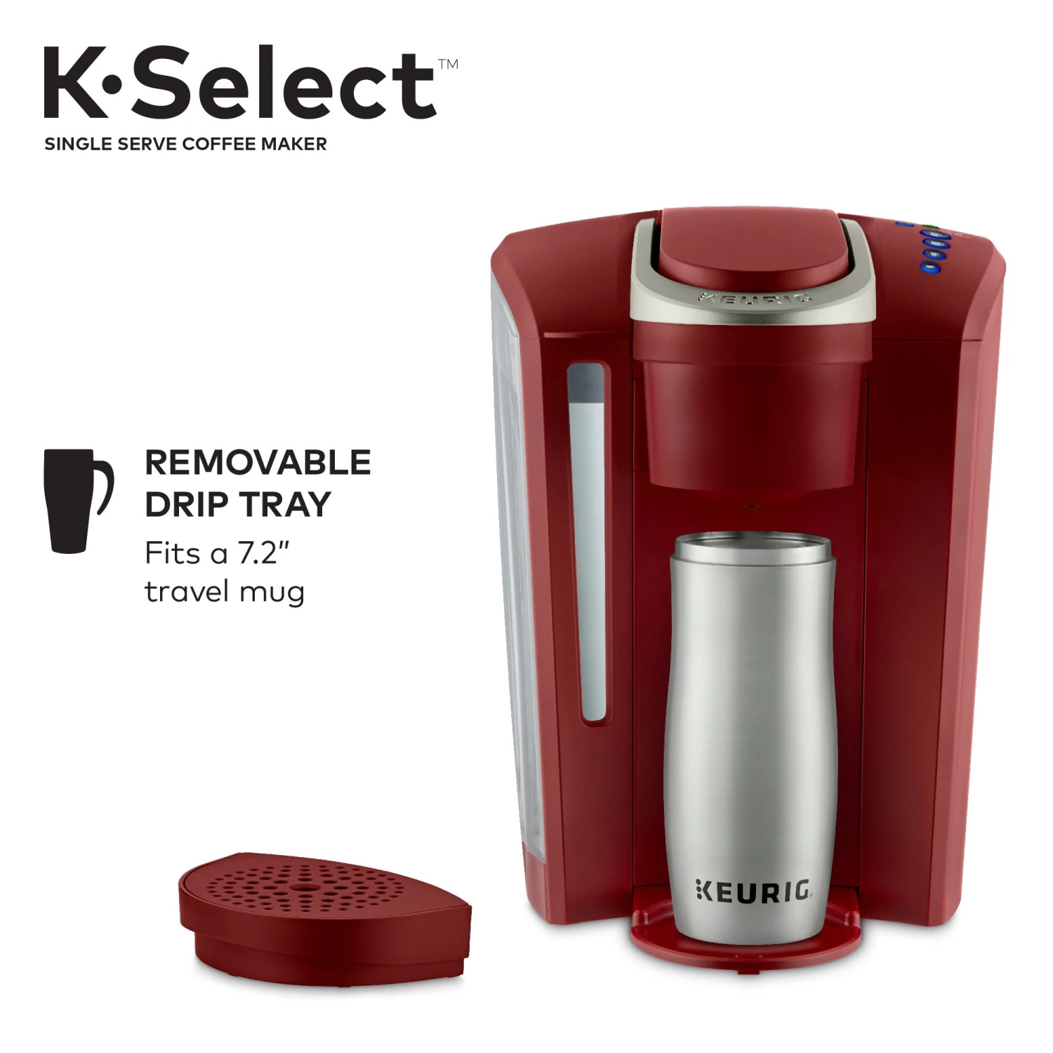 K-Select Single-Serve K-Cup Pod Coffee Maker, Vintage Red 6 K-Select Single-Serve K-Cup Pod Coffee Maker, Vintage Red - Afbeelding 4