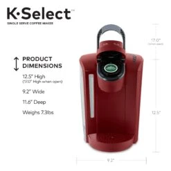 K-Select Single-Serve K-Cup Pod Coffee Maker, Vintage Red 13 K-Select Single-Serve K-Cup Pod Coffee Maker, Vintage Red -Koffieproducten K Select Single Serve K Cup Pod Coffee Maker2C Vintage Red 4